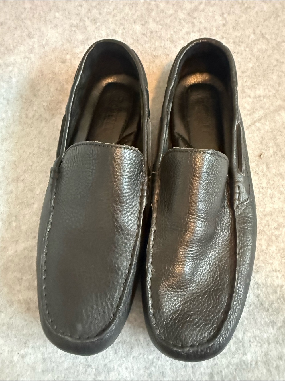 Born Black Pebbled Leather Slip-On Loafers